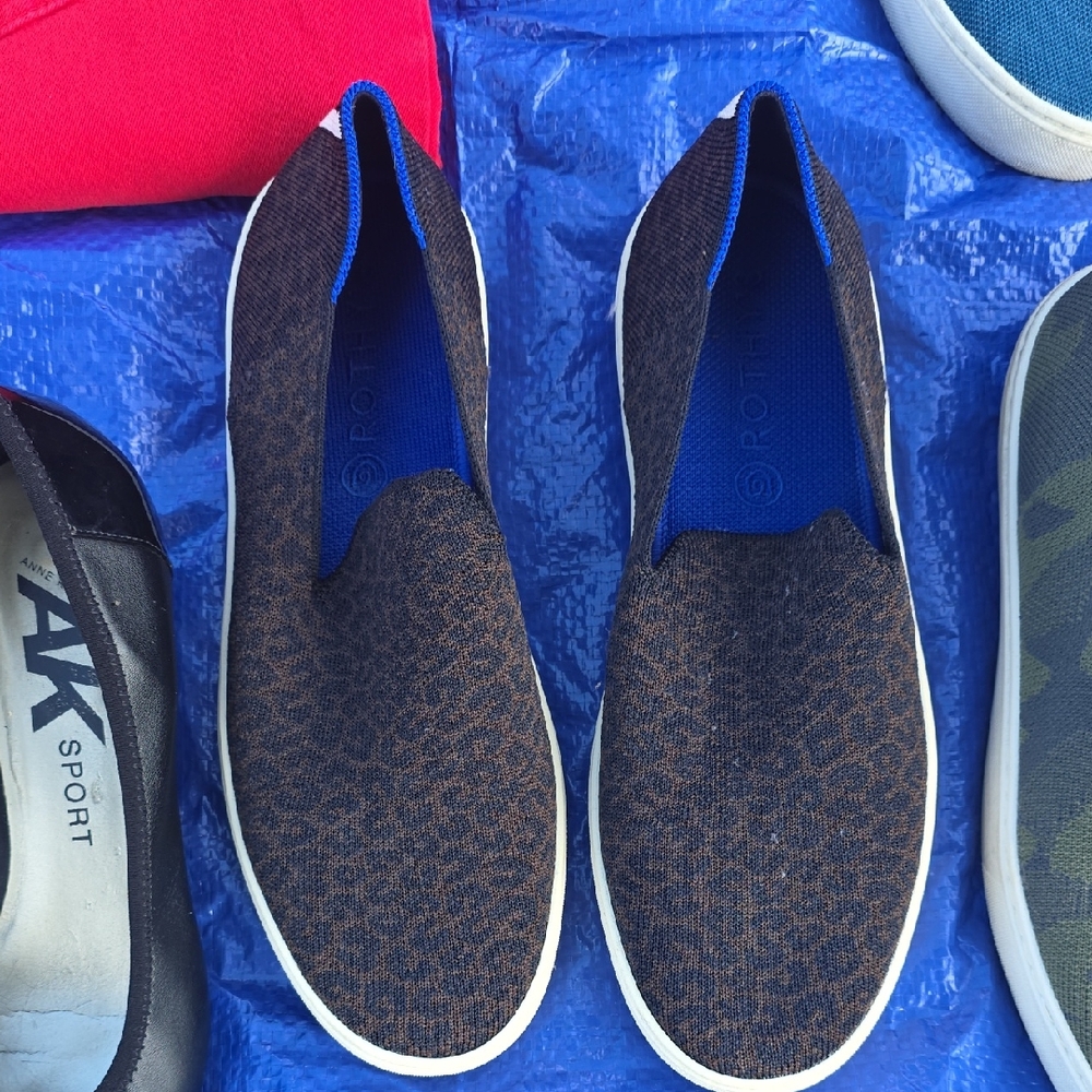 Rothy's Brown and Blue Slip-On Shoes